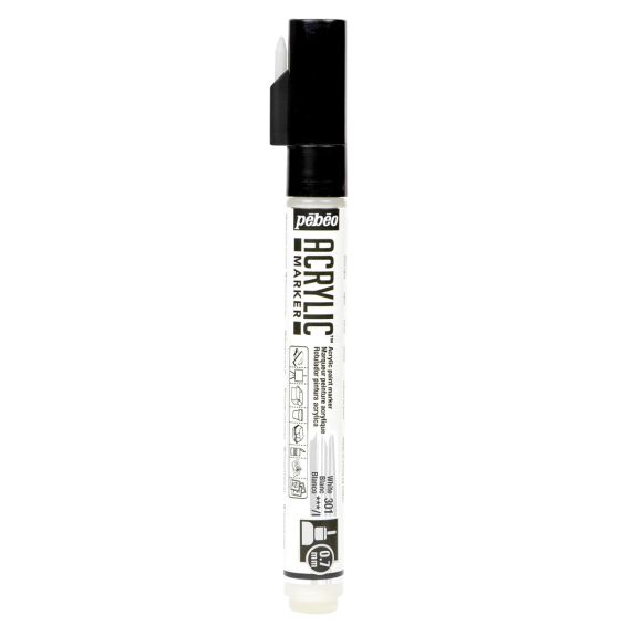Pebeo Acrylic Marker - Extra Fine  - 0.7 mm Tip - White