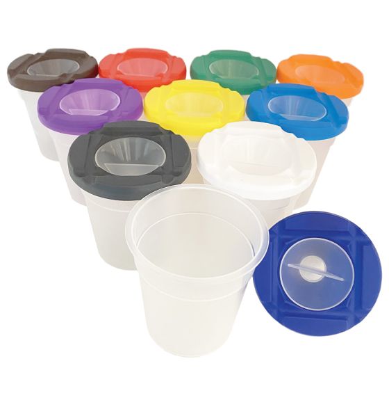 Godets de peinture antidéversement avec couvercles de couleurs assorties - Paquet de 10
