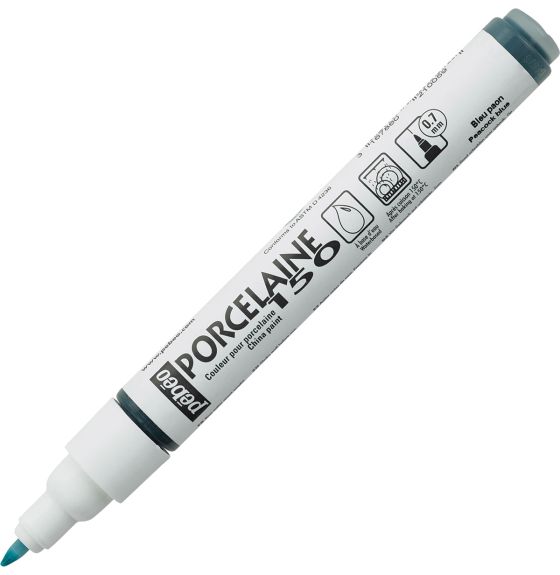 Marqueur à peinture Pébéo Porcelaine 150 à base d'eau, pour porcelaine - Pointe fine de 0,7 mm - Bleu paon