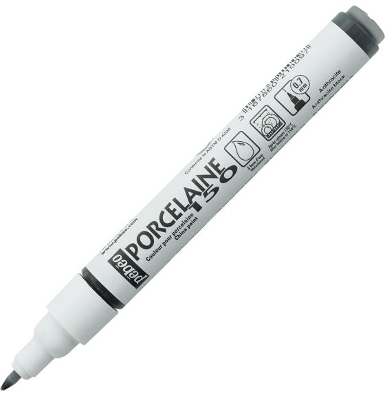 Pebeo Porcelaine 150 Water Based Paint Marker - Fine Tip, 0.7 mm - Anthracite Black