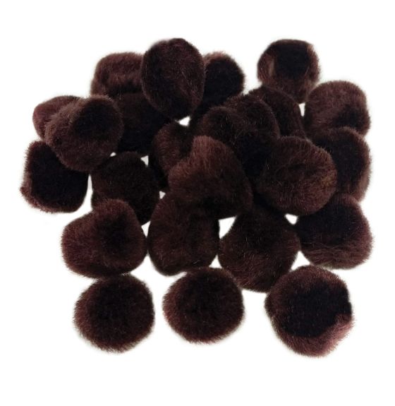 Pompons en format économique, 2,5 cm - Paquet de 100 - Brun