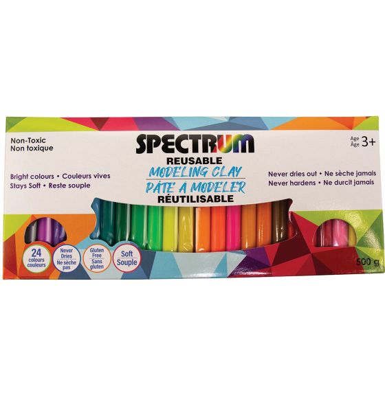Spectrum Reusable Modeling Clay - 500 g Total - Assorted - Pack of 24