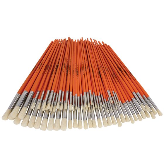 Spectrum White Hog Brush: Series 3332 - Round - Assorted - Set of 72