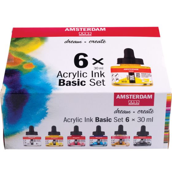 Amsterdam Acrylic Ink Basic Set - 30 mL - 6 Colours