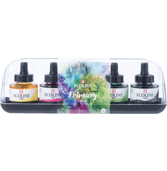 Aquarelle liquide Ecoline®, 30 ml, couleurs primaires - Ensemble de 5
