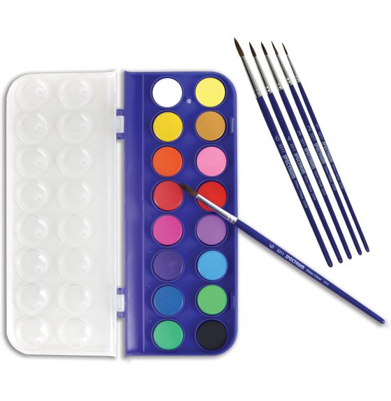 Spectrum 16 Washable Watercolour Set With 5 Brushes