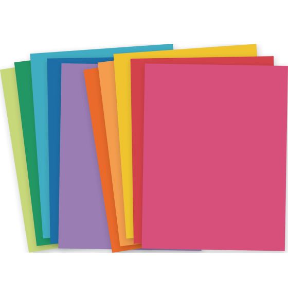 Bright Colour Cardstock - 22 cm x 28 cm (8.5" x 11") - Pack of 100 -  10 Colours Assorted