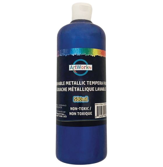 Gouache lavable, 500 ml (17 oz) - Bleu métallique