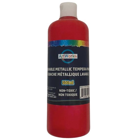 Washable Tempera Paint - 500 mL - Metallic Red