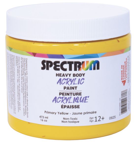 Peinture acrylique à haute viscosité Spectrum, 473 ml (16 oz) - Jaune primaire