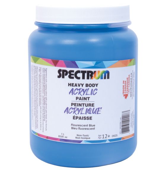 Peinture acrylique à haute viscosité Spectrum, 1 L (34 oz) - Bleu fluorescent