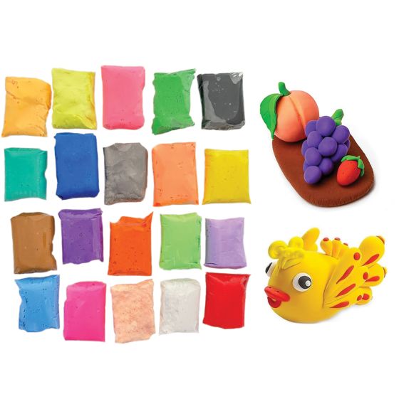 Mousse à modeler séchant à l'air pour la classe, 10 g - Couleurs assorties - Paquet de 20
