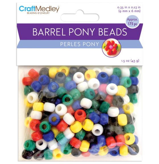 175 perles pony Craft Medley™, 9 mm x 6 mm - Assortiment opaque