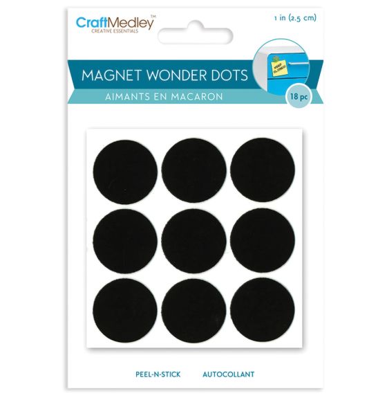 CraftMedley&trade;  Peel-n-Stick Magnet Wonder Dots - 1" (2.54 cm) - Pack of 18