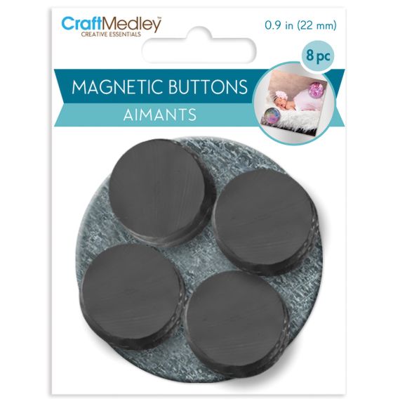 CraftMedley&trade;  Magnetic Buttons - 22 mm -  Pack of 8
