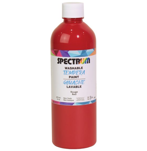 Spectrum Washable Tempera Paint - 473 mL (16 oz) - Red