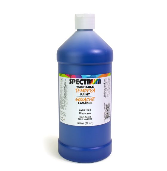 Spectrum Washable Tempera Paint - 946 mL (32 oz) - Cyan Blue