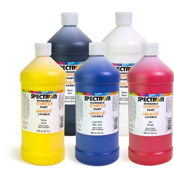 Spectrum Washable Tempera Paint - 946 mL (32 oz) - Set of 5
