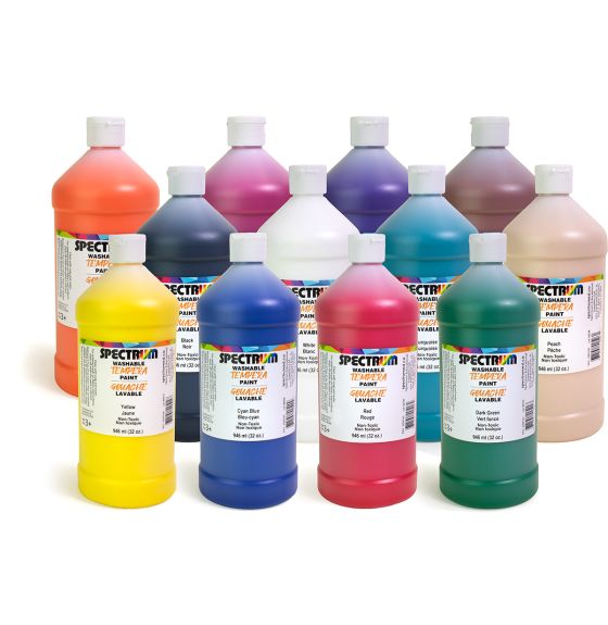 Gouache lavable Spectrum, 946 mL (32 oz) - Ensemble de 12 bouteilles