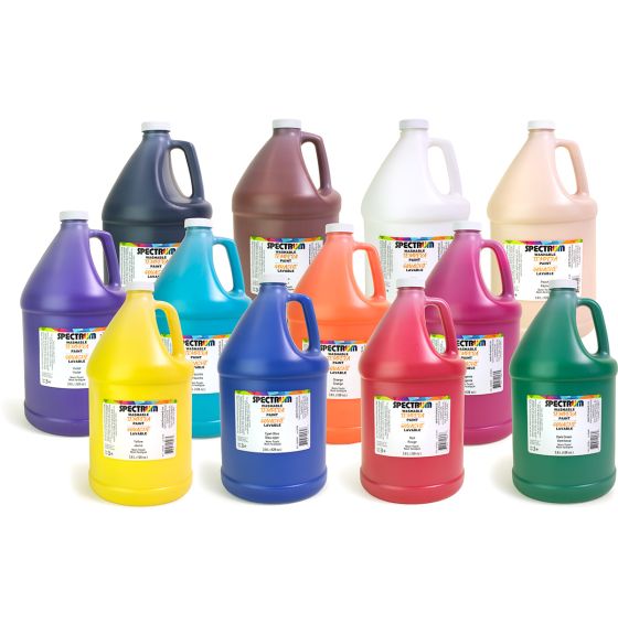 Spectrum Washable Tempera Paint - 3.8 L (128 oz) - Set of 12