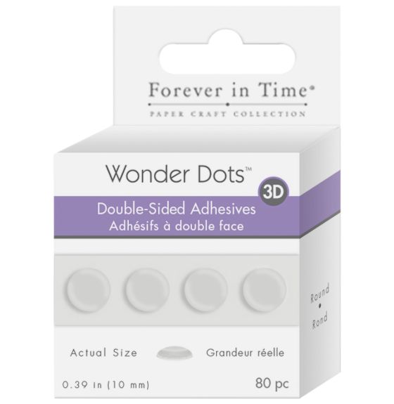 Pastilles rondes adhésives transparentes double face 3D Wonder Dot™, 10 mm - Paquet de 80