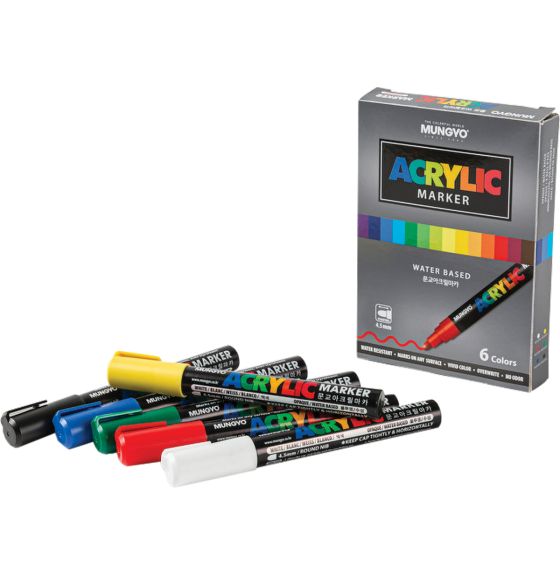 Marqueurs acryliques professionnels Mungyo - Ensemble de 6