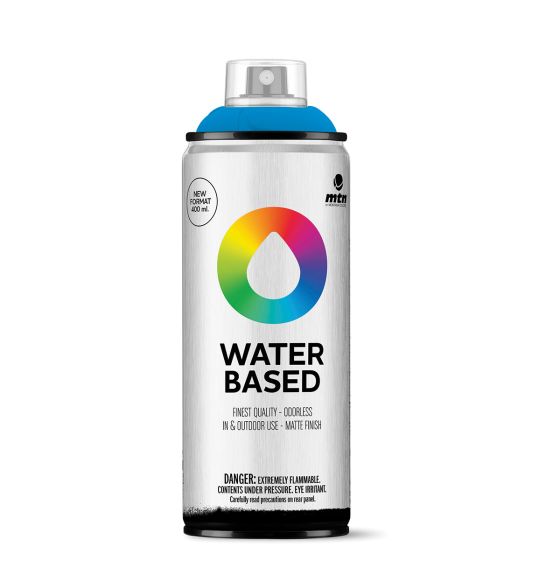 Peinture en aérosol à base d'eau, sans odeur, intérieur/extérieur, 400 ml, finition mate - Bleu fluorescent