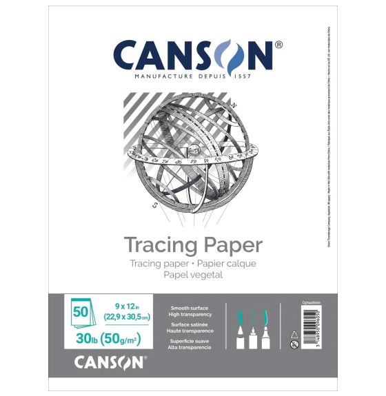Canson&reg; Tracing Paper Pad - 50 Sheets - 9" x 12" - 30 lb.