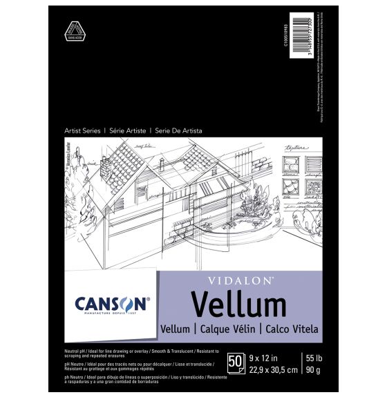 Canson&reg; Artist Series Vidalon Vellum - 50 Sheets - 9" x 12" - 55 lb.