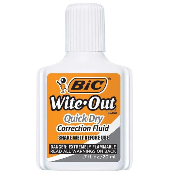 BIC White-Out Quick-Dry Correction Fluid - Pack of 3