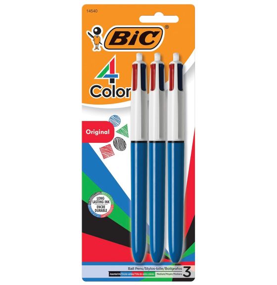 BIC® 4-Colour Original Retractable Ball Pen - Pack of 3