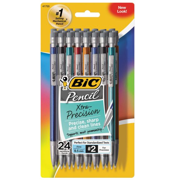 Porte-mines BIC® Xtra-Precision avec gomme à effacer, à pointe fine (0,5 mm) - Boîte de 24