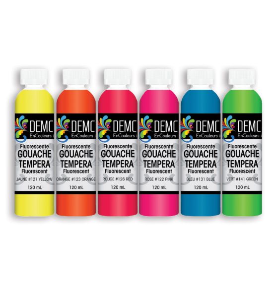 Demco Tempera Fluorescent - 120 ml - Set of 6