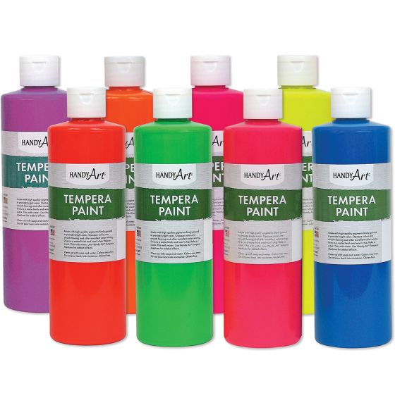 Handy Art® Fluorescent Tempera - 237 mL (8 oz) - Set of 8