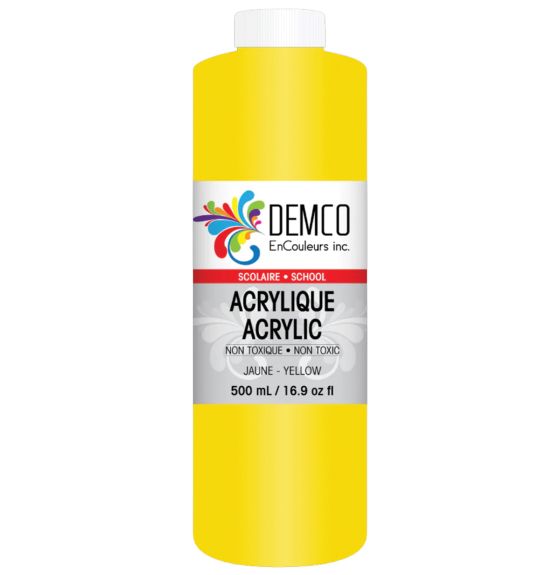 Peinture acrylique scolaire Demco EnCouleurs, 500 ml (16,9 oz) - Jaune