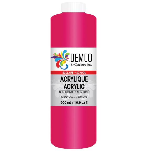 Peinture acrylique scolaire Demco EnCouleurs, 500 ml (16,9 oz) - Magenta