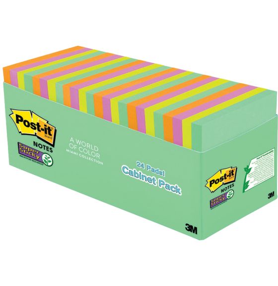 Post-it® Super Sticky Notes Cabinet - 3" x 3" (7.6 cm x 7.6 cm) - Pack of 24