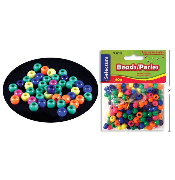 Primary Colour Round Beads - 40g