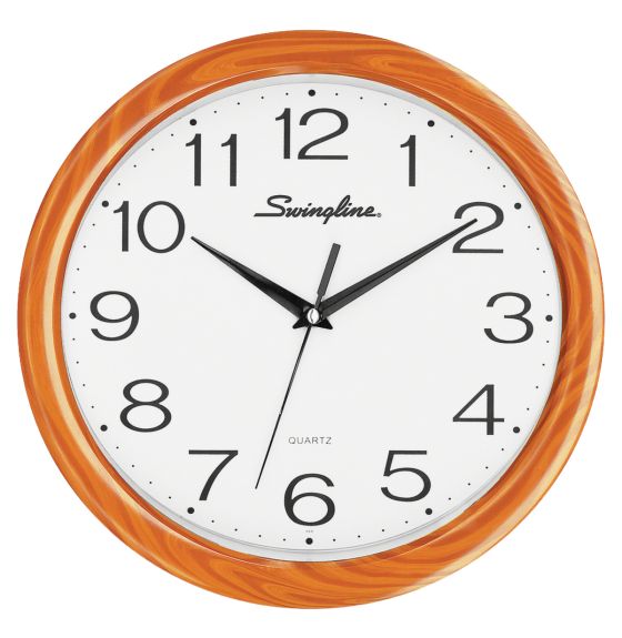 Horloge murale ronde Swingline® de 30,5 cm (12"), imitation bois