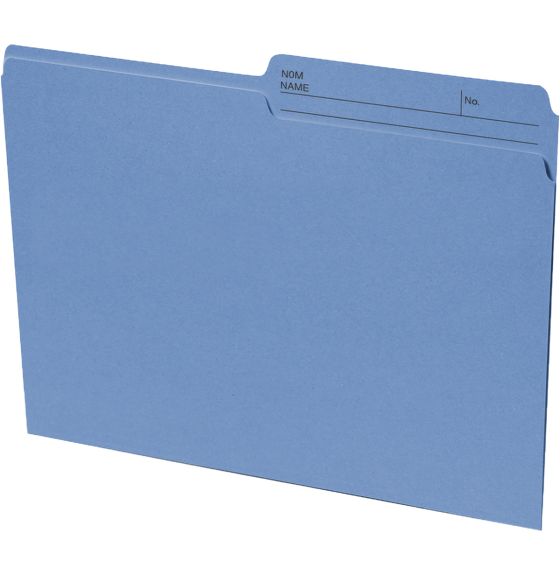 Continental&reg; 1/2 Tab Cut Recycled Top Tab File Folders - Pack of 100 - Letter Size - Blue