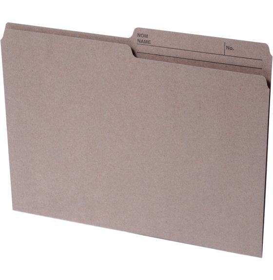 Chemise de classement en papier recyclé Continental®, format lettre, onglet demi-largeur - Paquet de 100 - Kraft