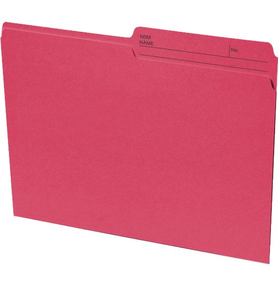 Continental&reg; 1/2 Tab Cut Recycled Top Tab File Folders - Pack of 100 - Letter Size - Red
