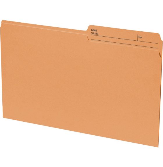 Continental&reg; 1/2 Tab Cut Recycled Top Tab File Folders - Pack of 100 - Legal Size - Orange