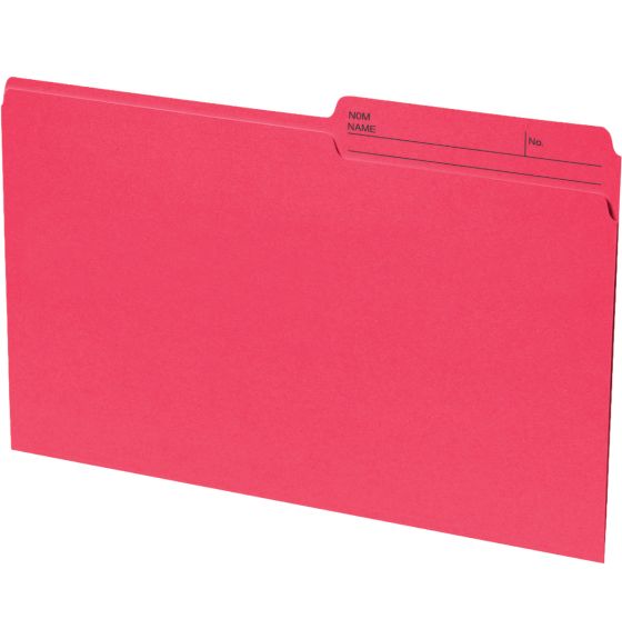 Continental&reg; 1/2 Tab Cut Recycled Top Tab File Folders - Pack of 100 - Legal Size - Red