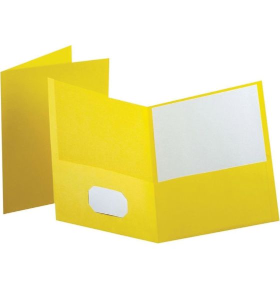 Chemise jaune Oxford®, deux pochettes, papier recyclé - Format lettre