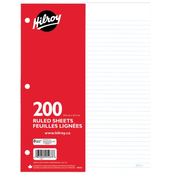 Lined Paper Ruled With Margin - 200 Sheets - 10 7/8" x 8 3/8" 