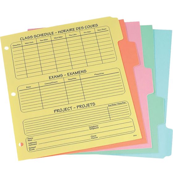 Cardboard Dividers - Letter Size - 5 Sections