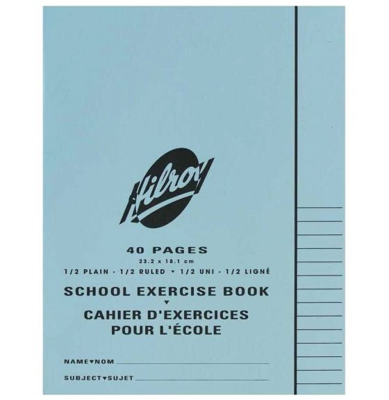 Cahier d'exercices Hilroy, pages moitié vierges, moitié lignées - 40 pages