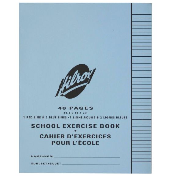 Hilroy Notebook - 1 Red Line, 2 Blue Lines Ruled - 40 Pages - Azure Blue