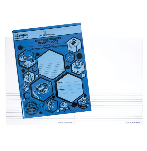 Louis Garneau Small Project Notebook - Half Plain, Half Interlined - 32 Pages